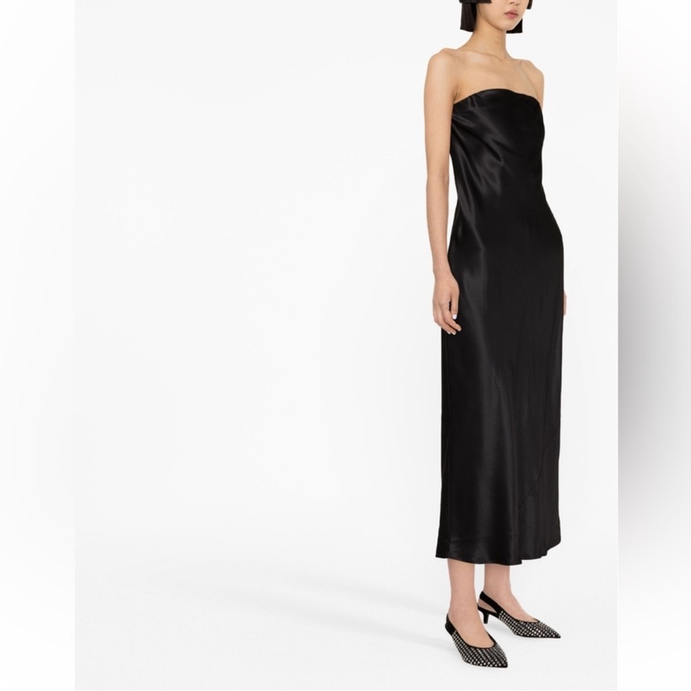 Reformation Joanne Silk Dress Black Strapless Dress size 6